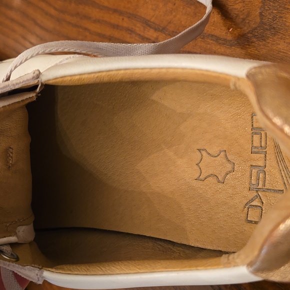 Dansko Josey White Rose Gold Leather Suede Trim Women's Sneakers Size 41 - Picture 7 of 11